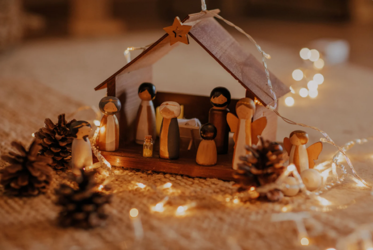 Parishioners decorating the church for Christmas